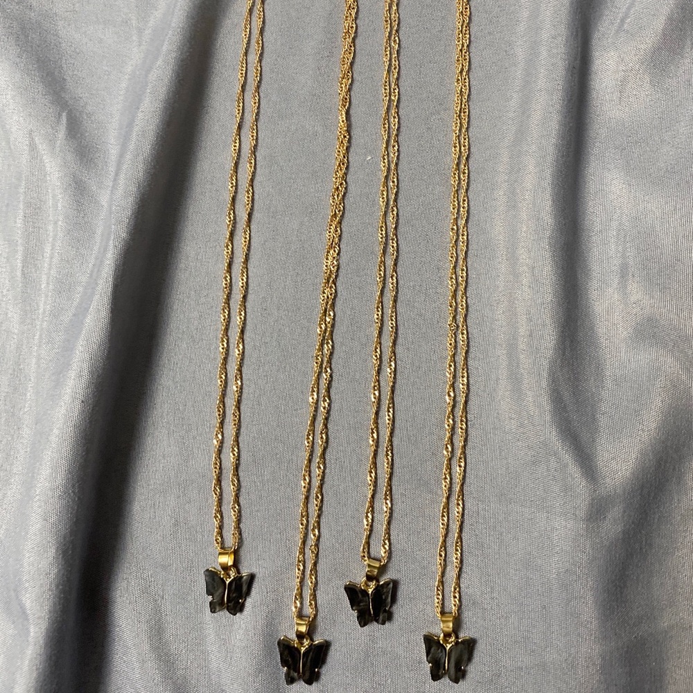 Butterfly Pendant Necklace in Black